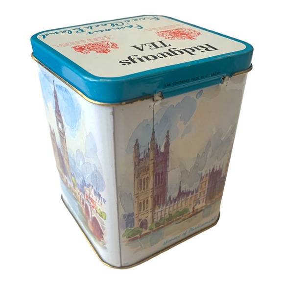 VTG Ridgways Tea Big Ben England Landscape Metal Tea Tin Collectible Canister - Picture 3 of 12
